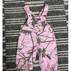 TRAILCREST 12-18 MONTHS PINK AND GREEN OVERALLS